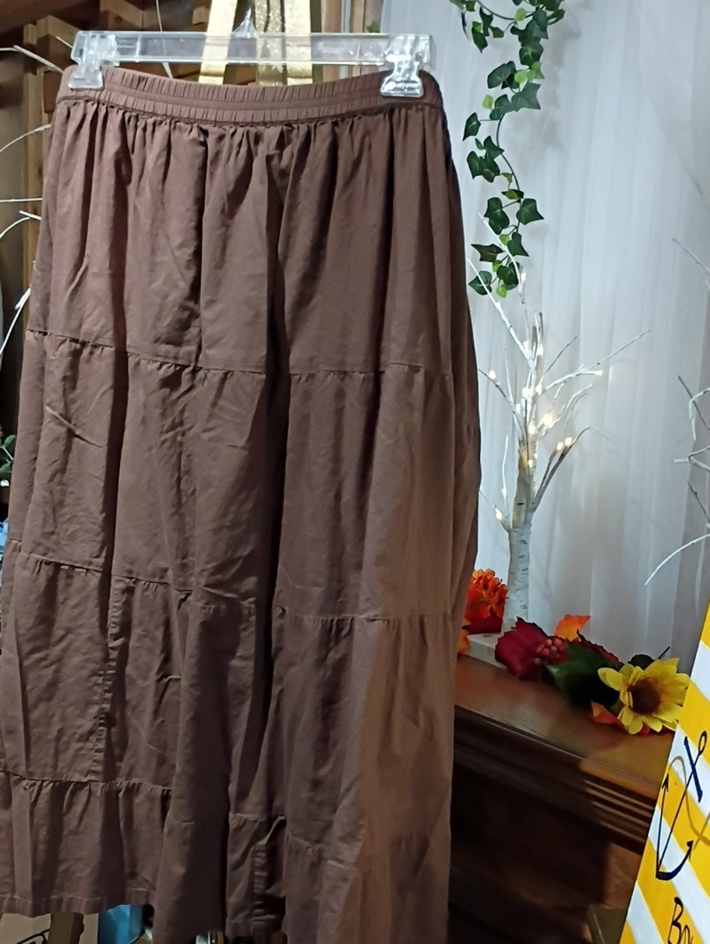Kim Rogers Brown Tiered Maxi Skirt